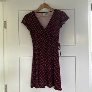 Cap sleeve wrap jersey dress
